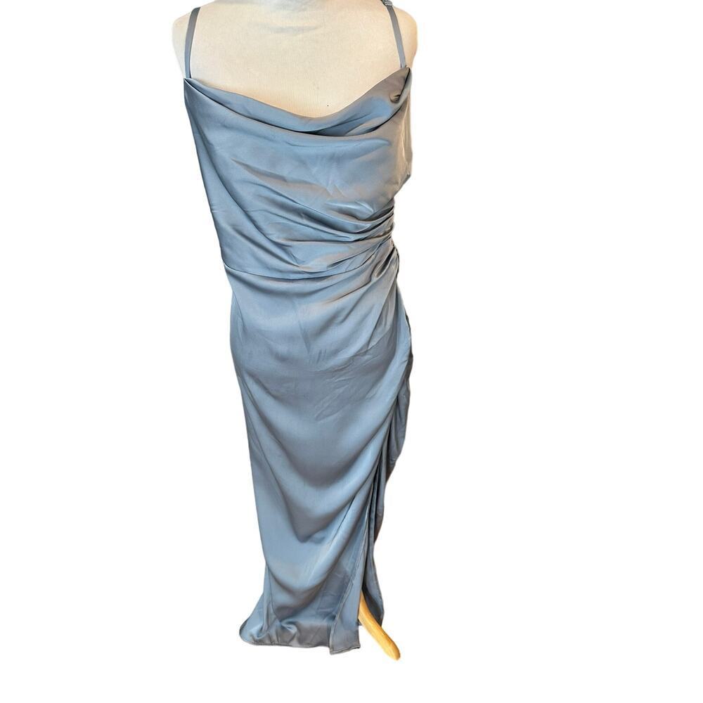 Azazie Asymmetrical Dress in Slate Blue